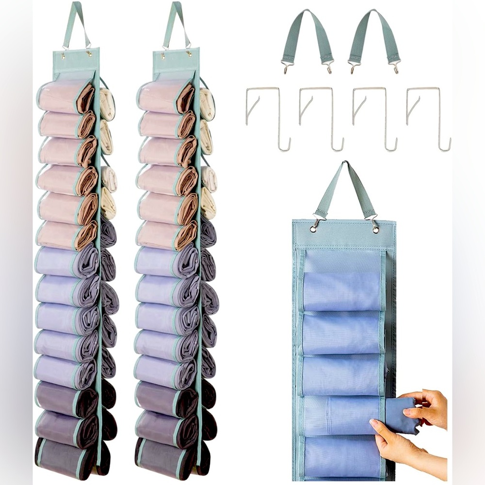 NEW Legging/Shirt Hanging Closet/Door Organizers for Storage (2 pcs) Gray